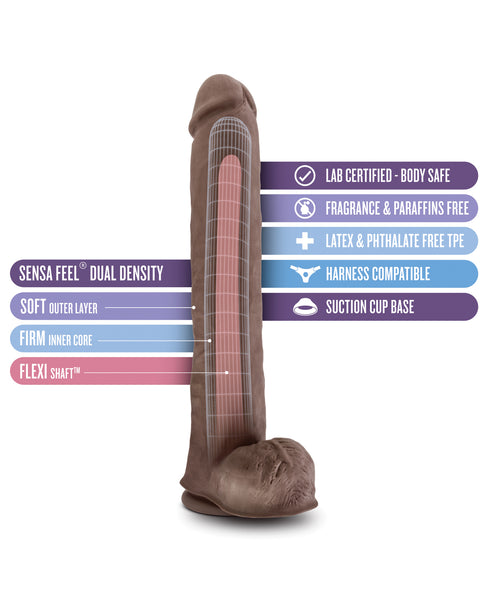 Blush Au Naturel Daddy 14" Sensa Feel Dual Density Dong w/Suction Cup-Chocolate