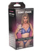 Fantasy Lingerie Domina Open Halter Teddy with Lace-Up Detail & Blindfold Deep Purple S/M