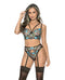 Magic Silk Blue Sky Ruffled Crotchless Playsuit Blue S/M
