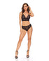 Magic Silk Euro Lux Long Sleeve Off Shoulder Dress & G-String Black Queen Size