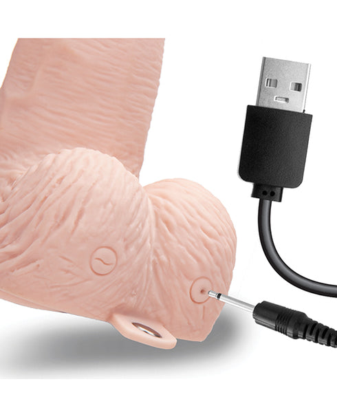 Fetish Fantasy Series Rechargeable Vibrating 6 in. Hollow Strap-On With Balls Tan/Black