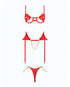 House of Desire Cecily Lace Cut-Out Bra & Thong w/Garter Straps - Red 1X/2X