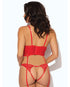 House of Desire Cecily Lace & Mesh Bustier w/Thong & Garter Straps - Red MD