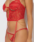 House of Desire Cecily Lace & Mesh Bustier w/Thong & Garter Straps - Red XL