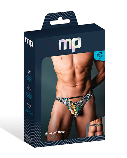 Go Wild Thong w/2 Rings - Animal Multi L/XL