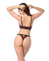 Untamed Floral Embroidered Underwire Top & Thong 2 pc Set - Black/Red L/XL