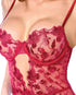 Lovers Lace & Mesh Underwire Bustier & G-String w/Back Lace Up Detail 2 pc Set - Red L/XL
