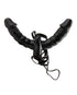 Ouch! Black & White Silicone Bone Gag With Adjustable Bonded Leather Straps Black