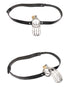 Ouch! Black & White Adjustable Velcro Wrist or Ankle Cuffs Black