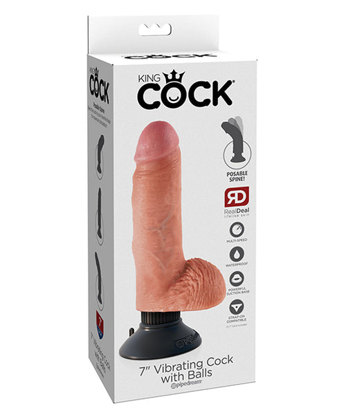 RealRock Realistic 7 in. Curved Dildo With Balls and Suction Cup Black