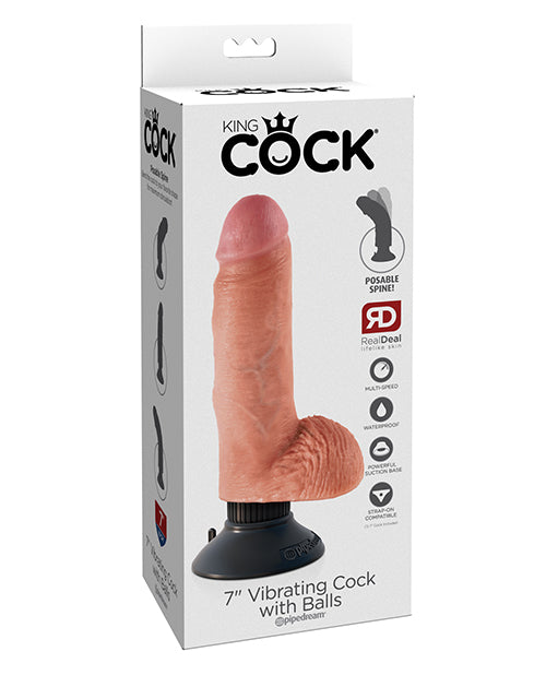 RealRock Realistic 7 in. Curved Dildo With Balls and Suction Cup Black