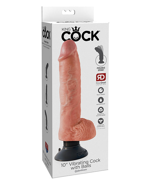 RealRock Realistic 8 in. Curved Dildo With Balls and Suction Cup Beige