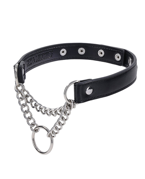 Rock Solid Adjustable Leather 5-Snap Cock Ring Black