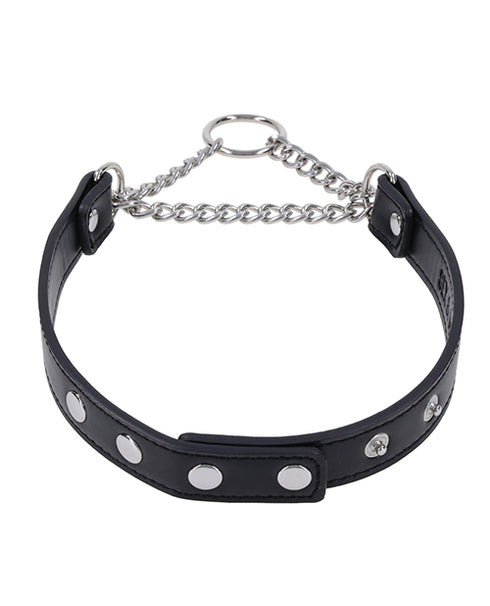 Rock Solid Adjustable Leather 5-Snap Cock Ring Black
