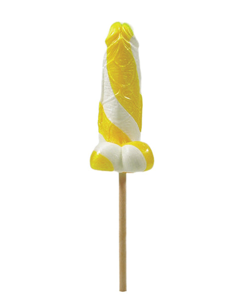 Cock Tailz Liquor Flavored Pecker Pops - Banana Daiquiri Yellow/White Stripe