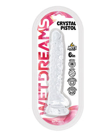 Wet Dreams Crystal Pistol 6" Suction Cup Dildo - Clear